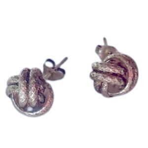 Boutique Silver tone textured  Knot pierced Earrings